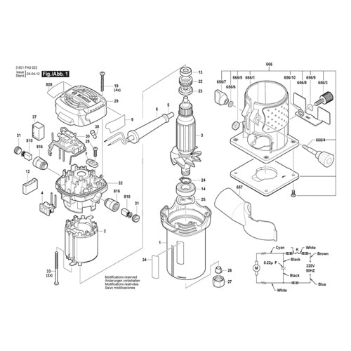 BOSCH GKF 550 POZ 666 1619PC1978 AYAR GÖVDESİ
