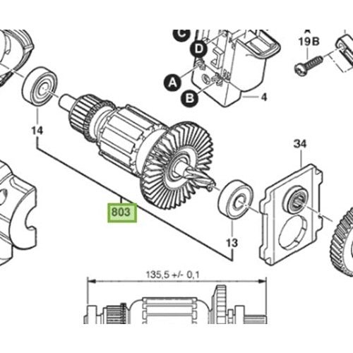 BOSCH GBM 10 RE POZ 803 ENDÜVİ 1619PS1135