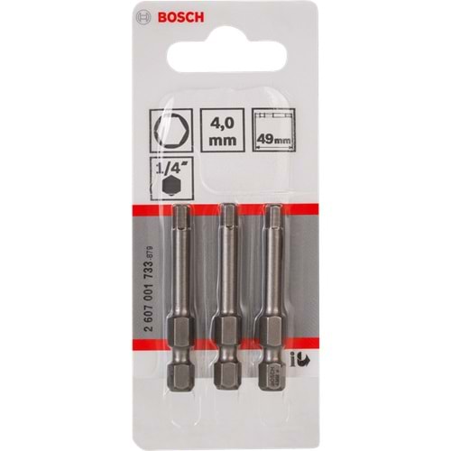 BOSCH HEX 4x49 mm 3'lü Allen Bits Uç ExtraHard 2607001733