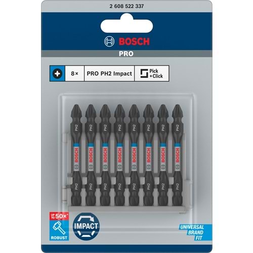 BOSCH ImpactC Vidalama Çift Uç PH2*65mm 8'li