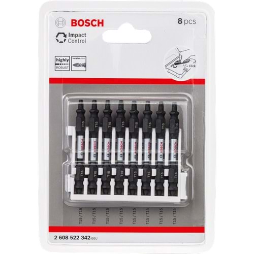 BOSCH ImpactC Vidalama Çift Uç T15*65mm 8'li 2608522342