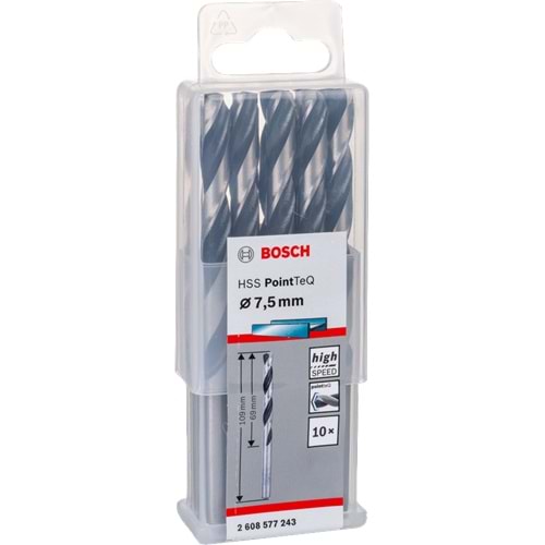 BOSCH HSSPointTeQ Metal Matkap Ucu 7,5mm 10'lu 2608577243