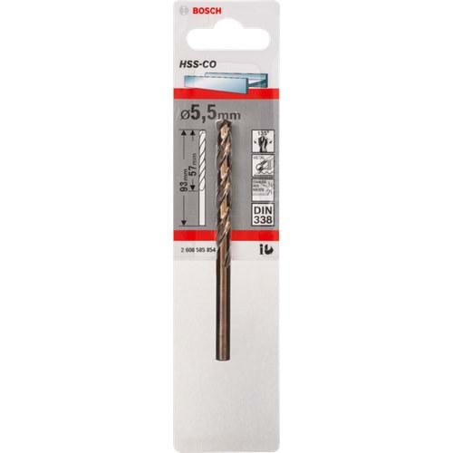 BOSCH HSS-Co Metal Matkap Ucu 5,5*93 mm TEKLİ 2608585854