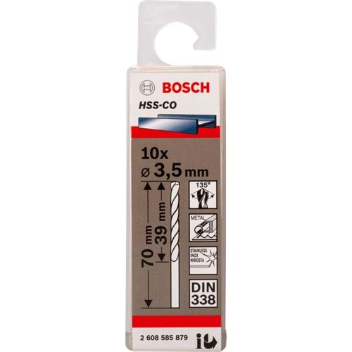 BOSCH HSS-Co Metal Matkap Ucu 3,5*70 mm 10'lu 2608585879