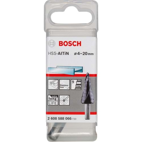 BOSCH HSS-AlTiN 9 Kademeli Matkap Ucu 4-20 mm 2608588066