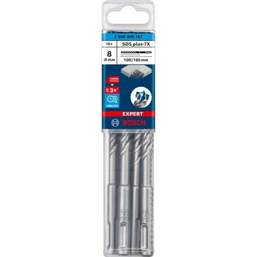 BOSCH EXPERT SDS plus-7X Kırıcı Delici Delme Ucu 8 x 100 x 165 mm 10lu 2608900167