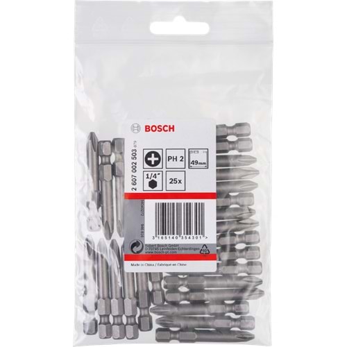 BOSCH ExtraHard Vidalama Ucu PH2*49 mm 25'li 2607002503