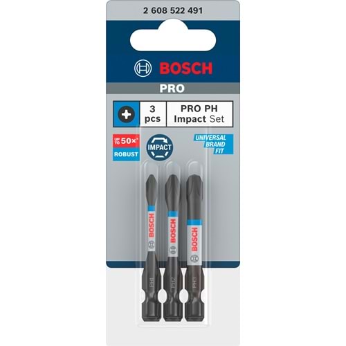 BOSCH ImpactC Vidalama Ucu PH1/2/3 50mm 3'lü 2608522491
