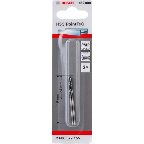 BOSCH HSSPointTeQ Metal Matkap Ucu 2,0mm 2'li 2608577155
