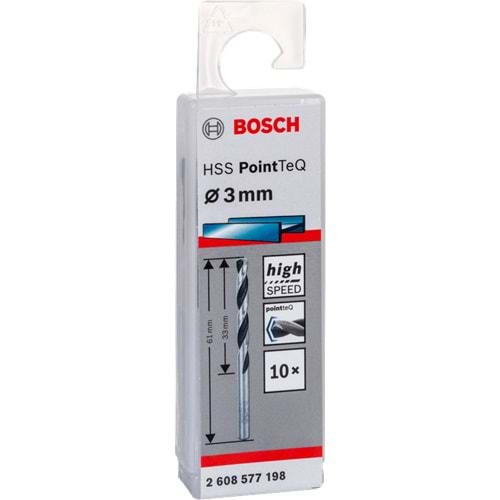 BOSCH HSSPointTeQ Metal Matkap Ucu 3,0mm 10'lu 2608577198