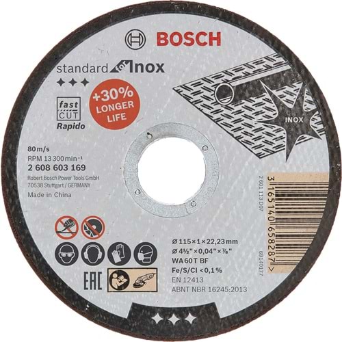 BOSCH SDInox Rap.Kesme Taşı 115*1,0 mm 2608603169