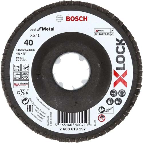 BOSCH X-LOCK BFM 115 mm 40 K Flap Disk 2608619197