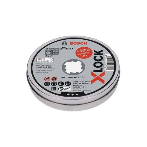 BOSCH X-LOCK SDInoxR KesmeTaşı115*1mmDüz10'lu 2608619266