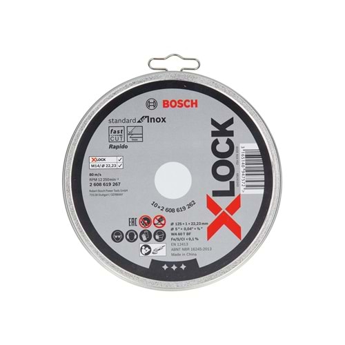 BOSCH X-LOCK SDInoxRKesmeTaşı 125*1mmDüz10'lu 2608619267
