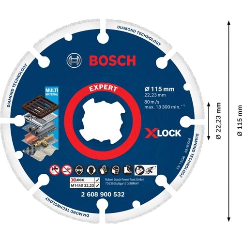 BOSCH EXPERT X-LOCK DMW Kesme Diski 115x22.23 mm 2608900532